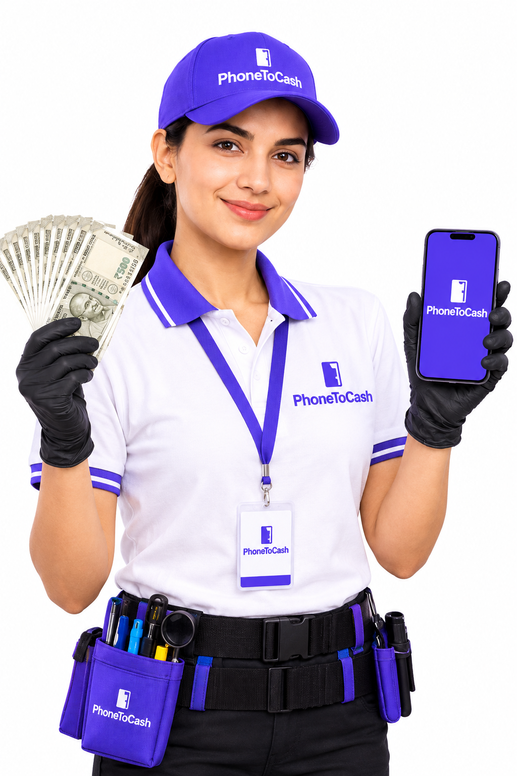 Customer receiving instant cash payment for old phone by PhoneToCash